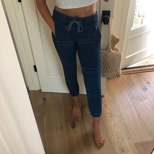 NSF blue sweatpants, cropped